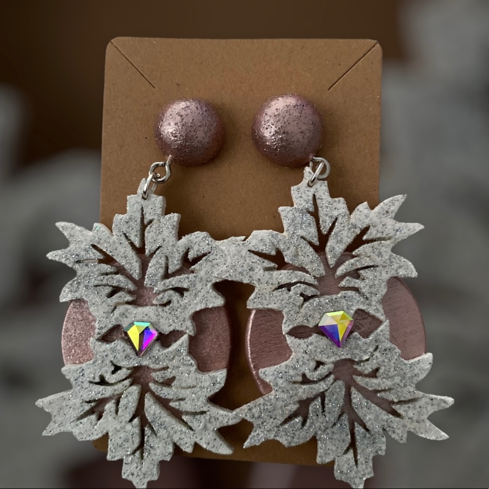 NWOT unique handcrafted, hand painted, wood Earrings!